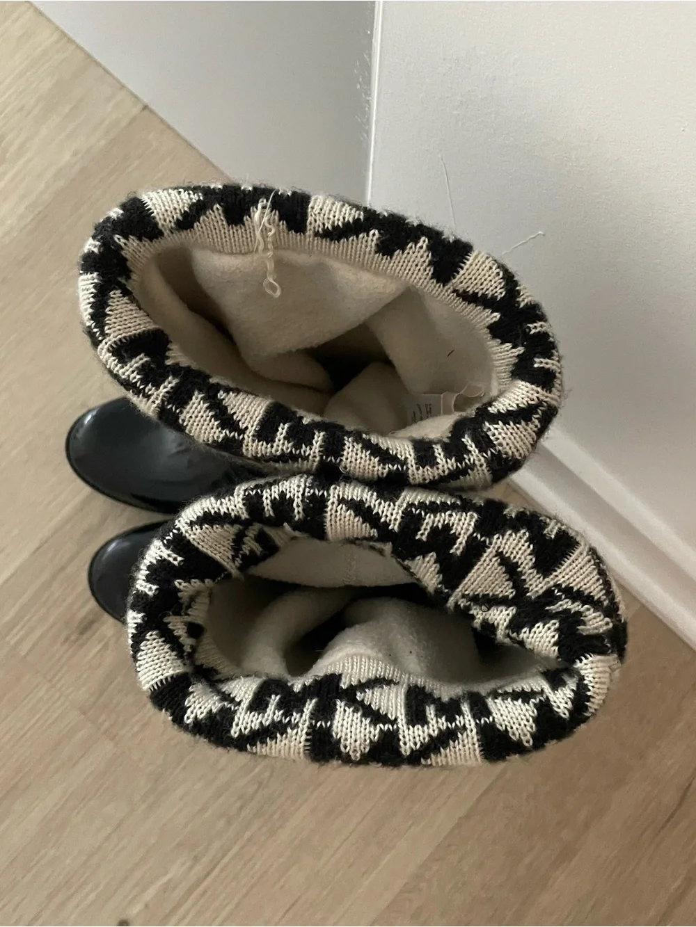 Michael Kors Black Logo-Trim Rain Boots with Knit Cuff